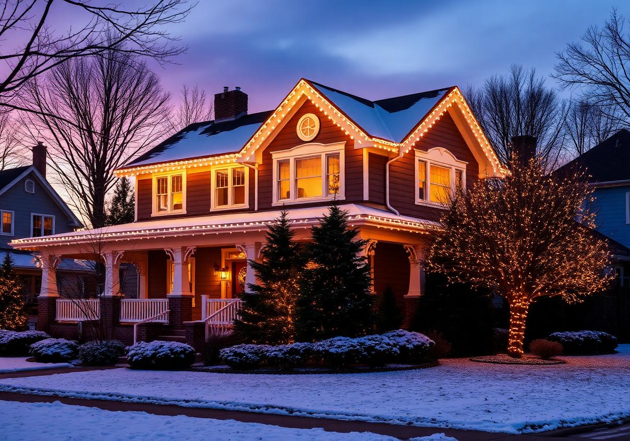 Christmas lights installed on a home in Salt Lake City, UT by Spotless Giraffe Washing